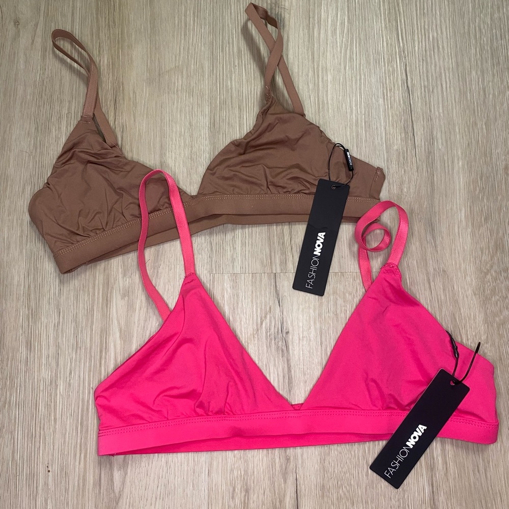 Fashion Nova Vibrant Pink and Classic Brown Bralette Duo